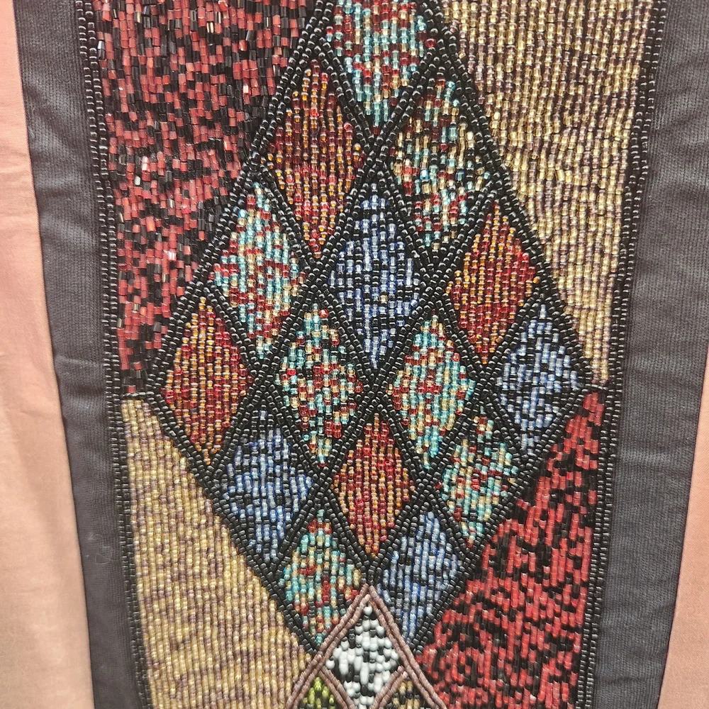 Pink and Black Quilted Table Runner with Diamond Patchwork